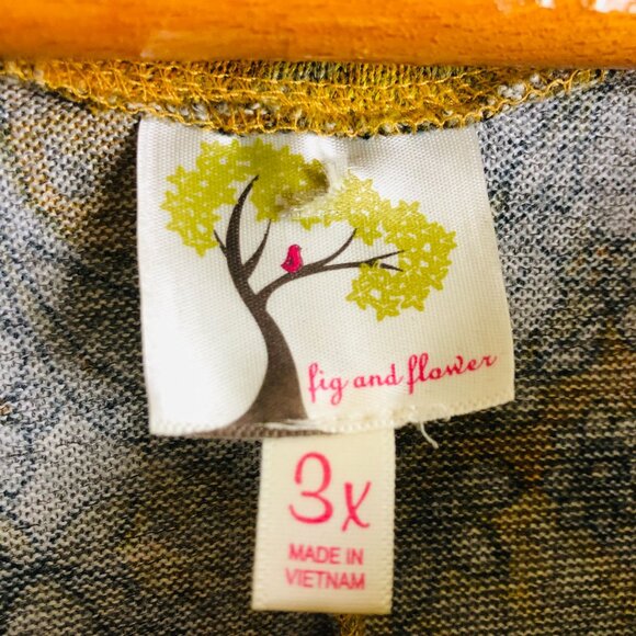 Fig & Flower Cowl Neck Patterned Tunic Top Sz 3X Multicolored Floral Wide Sleeve - Picture 2 of 10